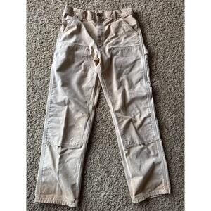 Vintage Carhartt Faded Camel 31x32 Double Knee Canvas Rivetted Workwear Pants